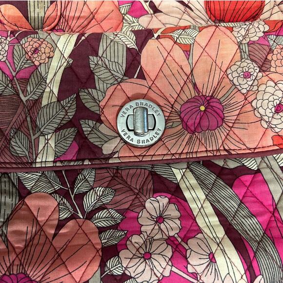 Retro Floral Vera Bradley Bowler Bag Pink Red Cotton Y2K Coquette Purse Floral - Picture 9 of 11